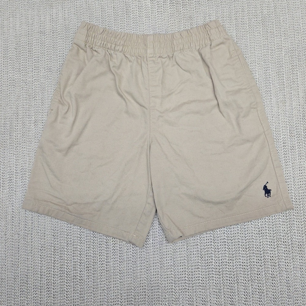 Polo Ralph Lauren Shorts Boys 6 Beige Twill Chino Elastic Waist Pony Logo